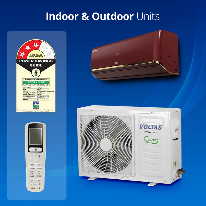 Voltas SmartAir Inverter AC, 1.5 Ton, 3 star - 183V Zen Deep Wine