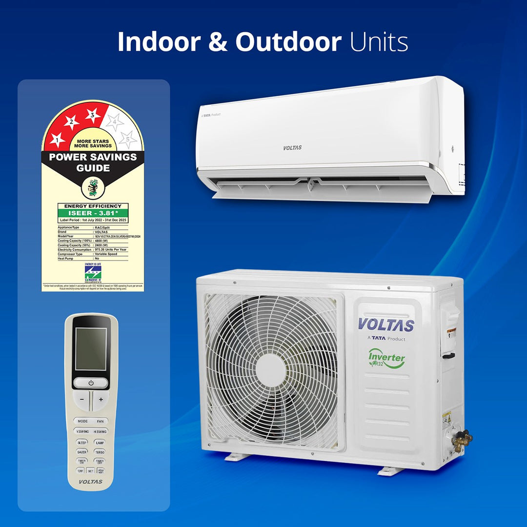 Voltas Adjustable Inverter Split AC, 1.5 Ton, 3 Star - 183V Zen Silver