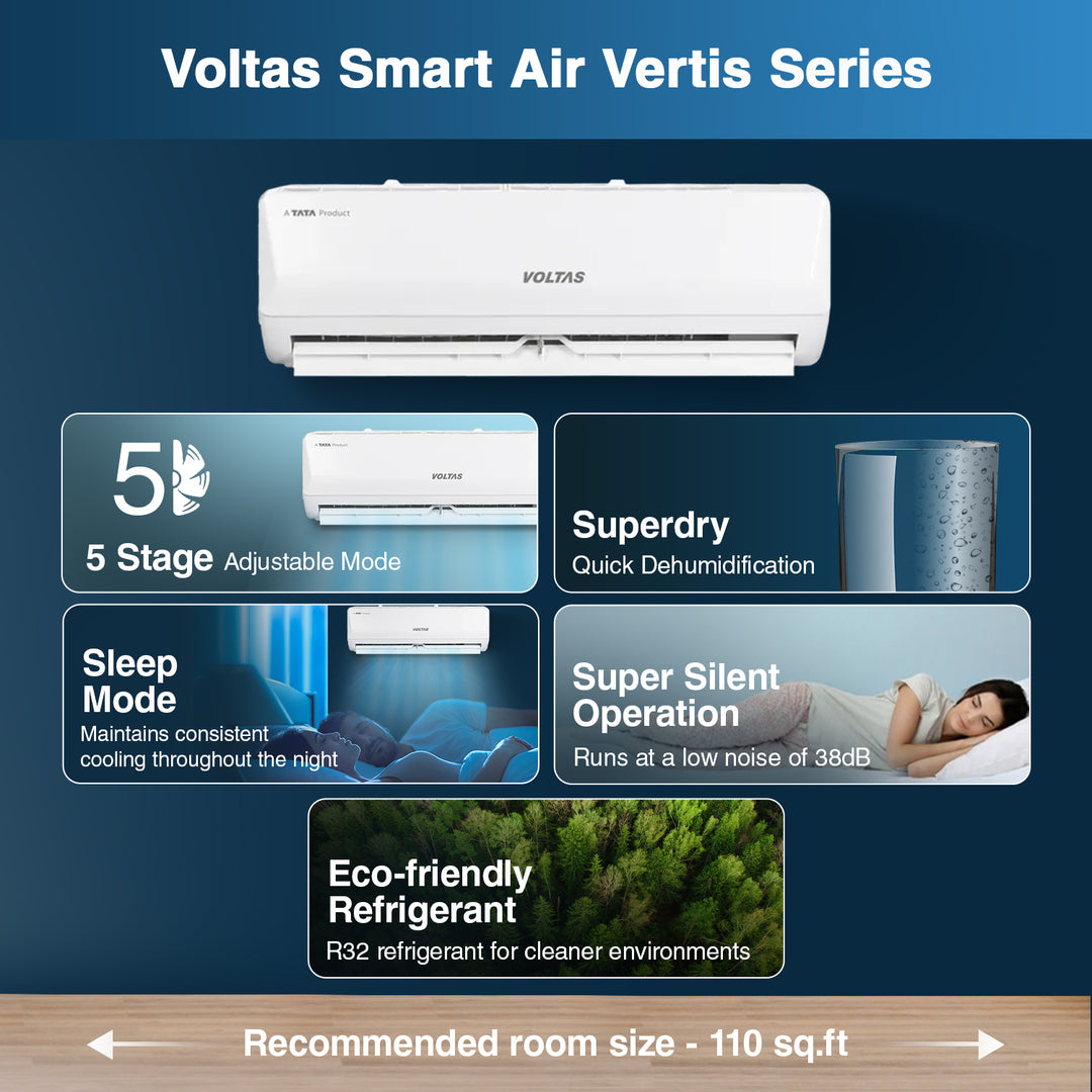 Voltas SmartAir Inverter AC, 1 Ton, 3 star - 123V Vertis Emerald