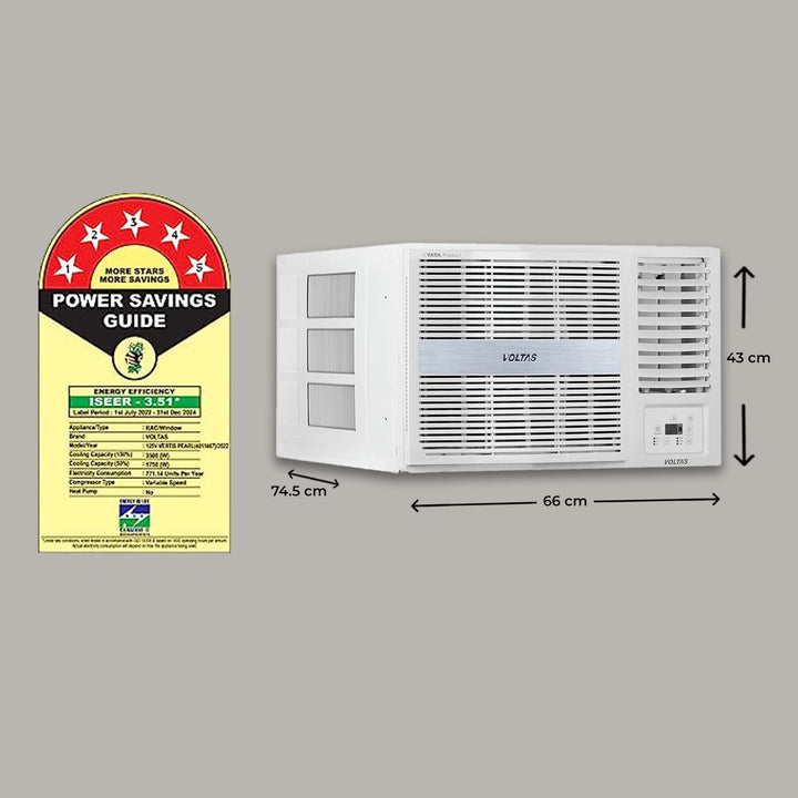 Voltas Adjustable Inverter AC, 1 Ton, 5 star - 125V Vertis Pearl