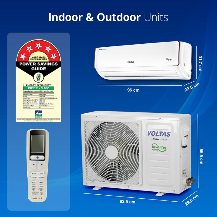Voltas Adjustable Inverter Split AC, 1.5 Ton, 5 star - 185V Vectra Eden