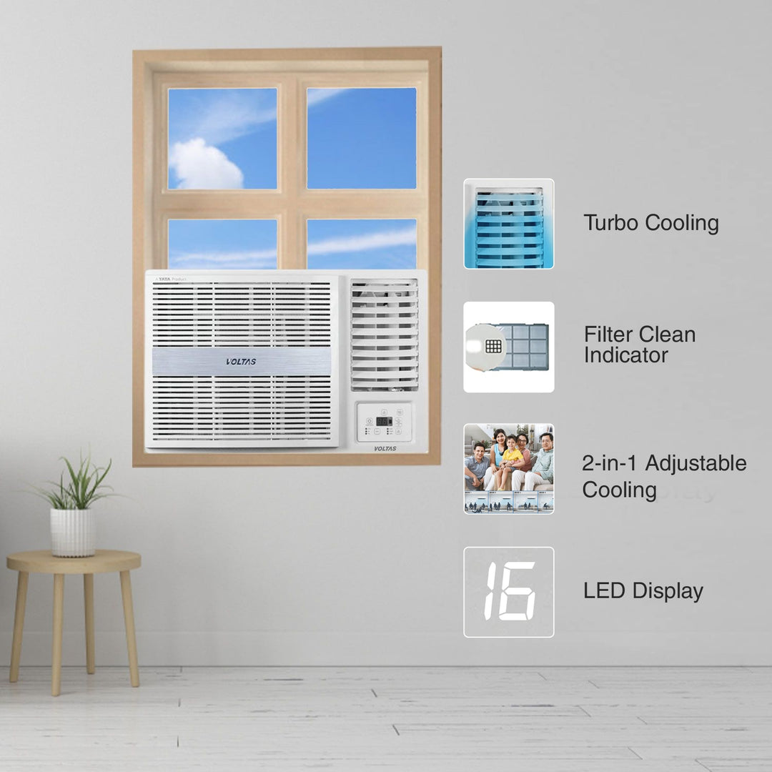 Voltas Adjustable Inverter Window AC, 1.5 Ton, 3 star - 183V Vertis Pearl