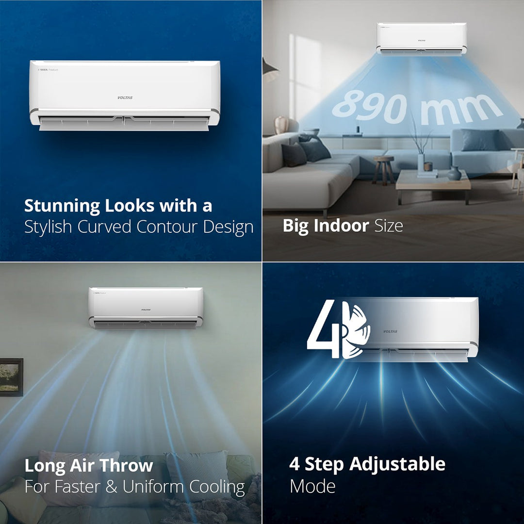 Voltas Adjustable Inverter Split AC, 1.5 Ton, 3 Star - 183V Zen Silver