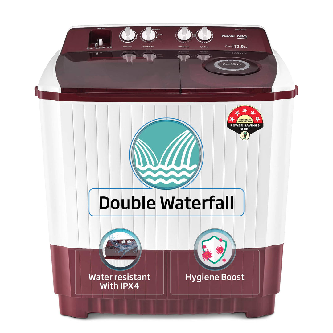 12KG, Transparent Lids, BEE 5 Star, Semi-Automatic Washing Machine