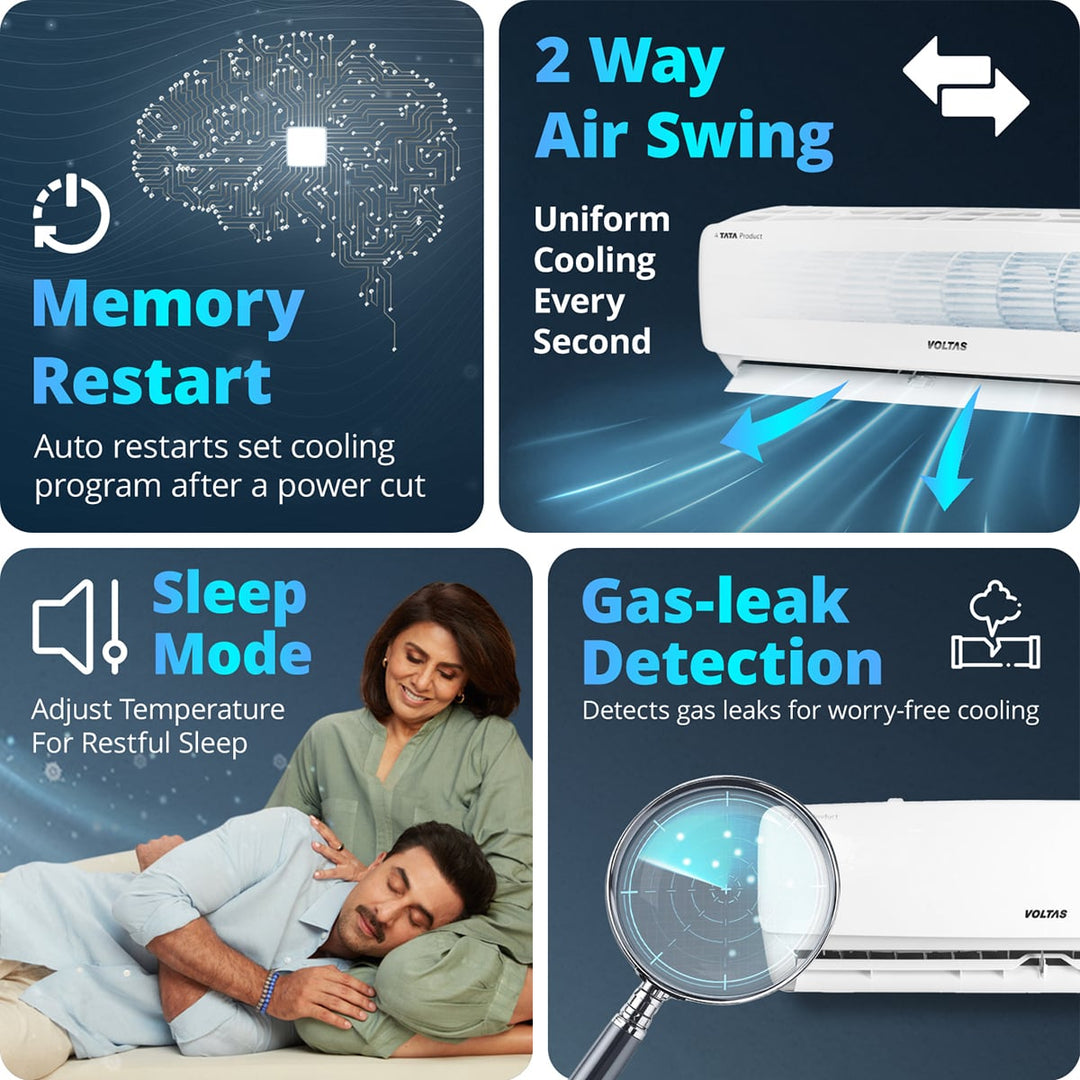 Voltas Split Air Conditioner, 1 Ton, 3 Star - 123INV Vectra Elegant