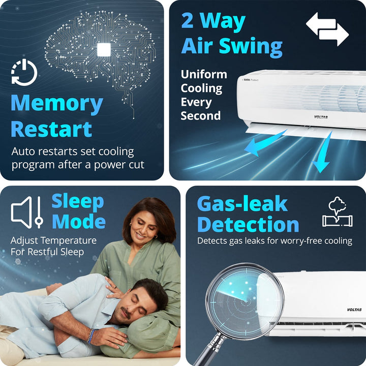 Voltas Split Air Conditioner, 1 Ton, 3 Star - 123INV Vectra Elegant