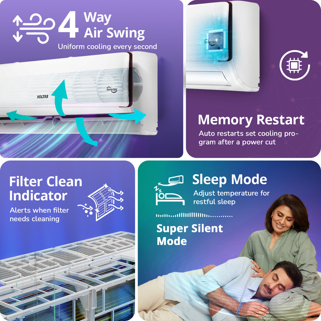 Voltas Split Air Conditioner, 1.5 Ton, 5 Star - 185INV Vertis Eden