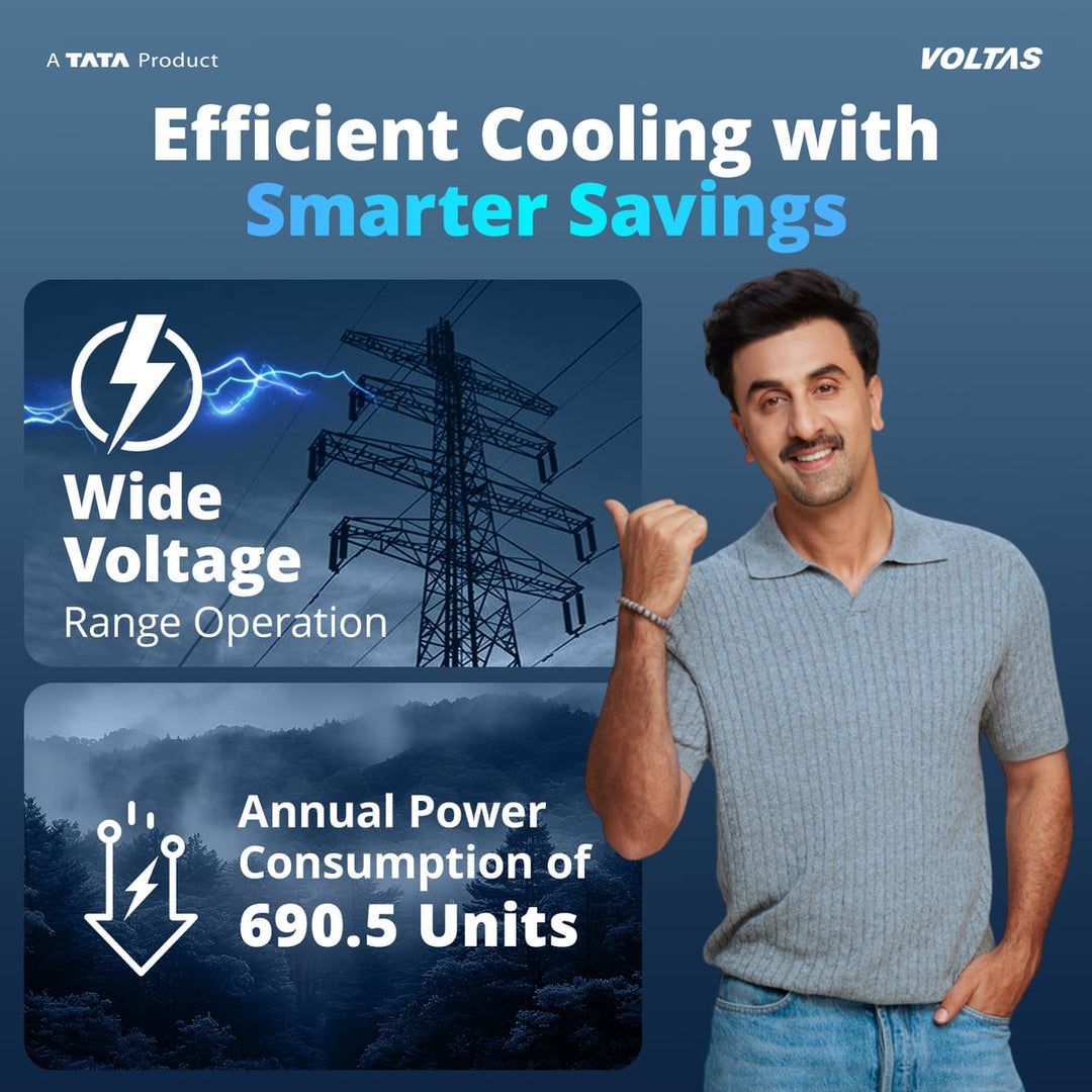 Voltas Split Air Conditioner, 1 Ton, 2 Star - 122FS Emerald
