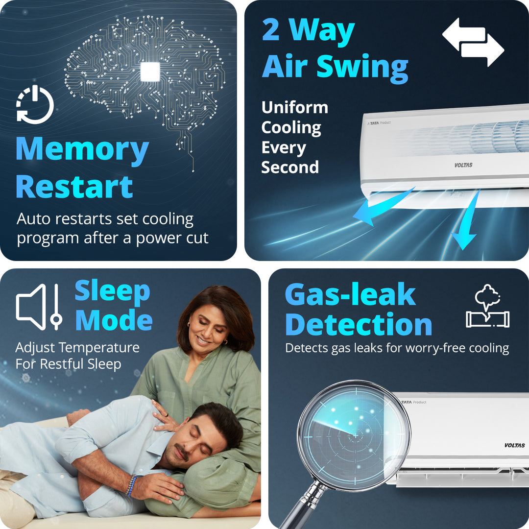 Voltas Split Air Conditioner, 1 Ton 5 Star - 125INV Vectra Zen Silver