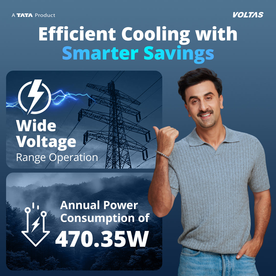 Voltas Split Air Conditioner, 1 Ton 5 Star - 125INV Vectra Zen Silver