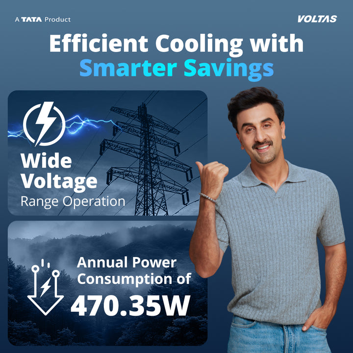 Voltas Split Air Conditioner, 1 Ton 5 Star - 125INV Vectra Zen Silver