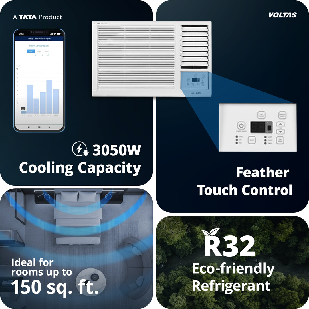 Voltas Window Air Conditioner, 1 Ton 2 Star - 122FS Platina-1