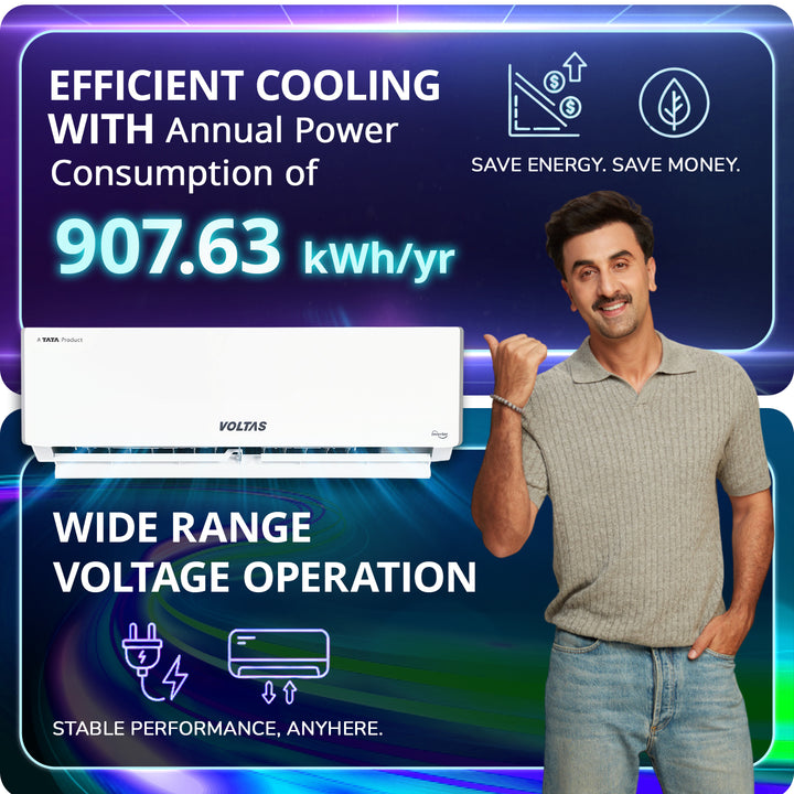 Voltas Split Air Conditioner, 1.5 Ton, 3 Star - 183INV Vertis Plush