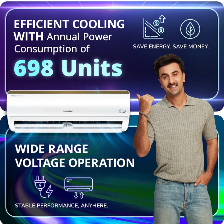 Voltas Split Air Conditioner, 1.5 Ton, 5 Star - 185INV Vertis Elite Gold