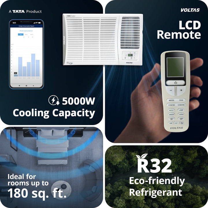 Voltas Window Air Conditioner, 1.5 Ton 3 Star - 183INV Elite