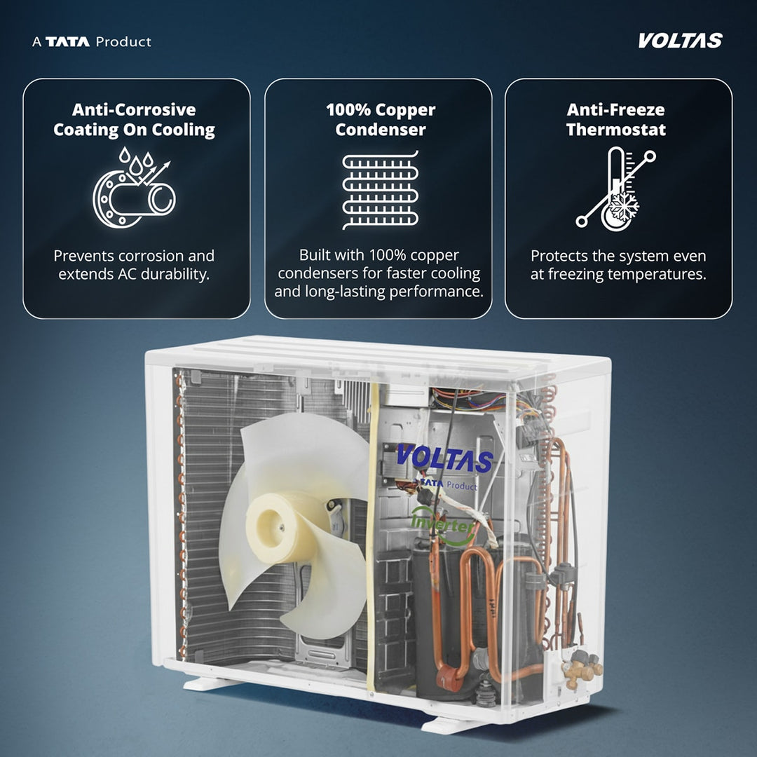 Voltas Split Air Conditioner, 1 Ton, 3 Star - 123INV Vectra Elegant