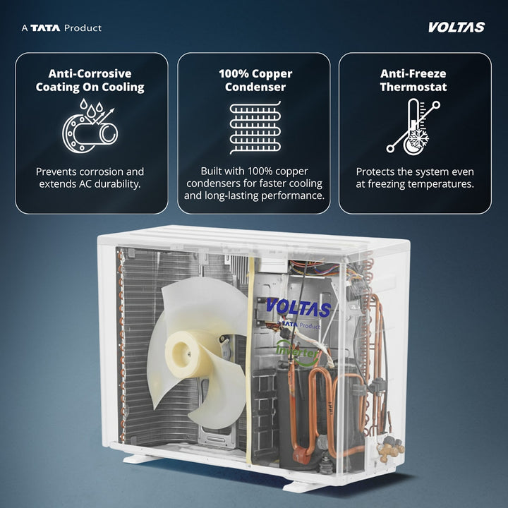 Voltas Split Air Conditioner, 1 Ton, 3 Star - 123INV Vectra Elegant