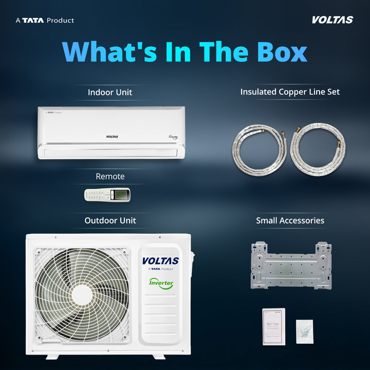 Voltas Split Air Conditioner, 1 Ton 5 Star - 125INV Vectra Zen Silver