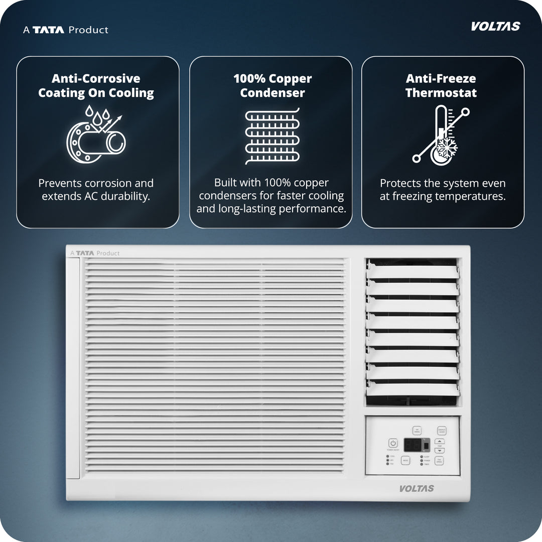 Voltas Window Air Conditioner, 1 Ton 2 Star - 122FS Platina-1