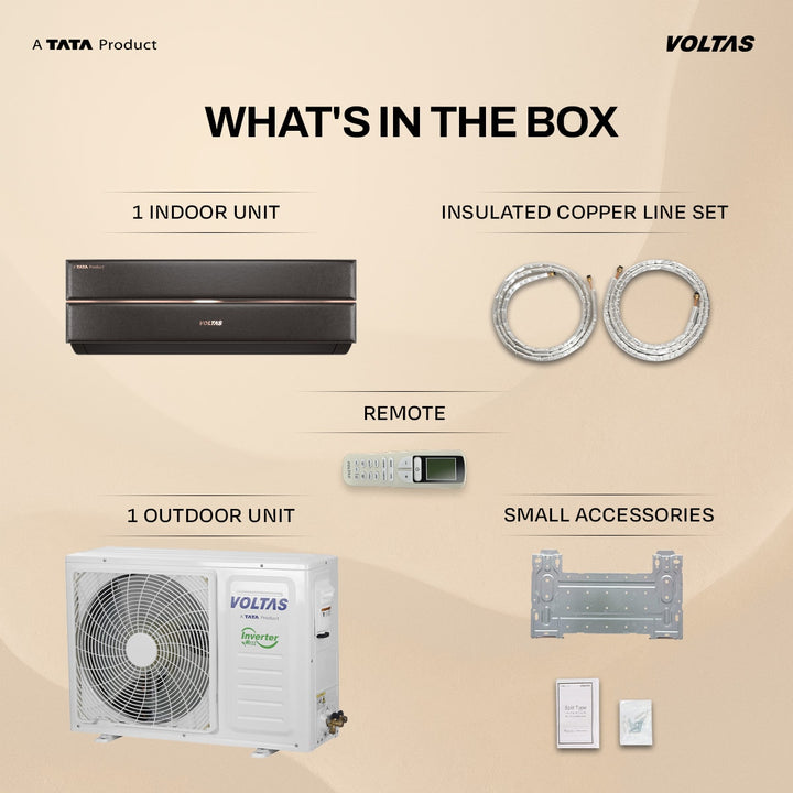 Voltas Split Air Conditioner, 1.5 Ton 3 Star - 183INV Vertis Leatherette AI Tan