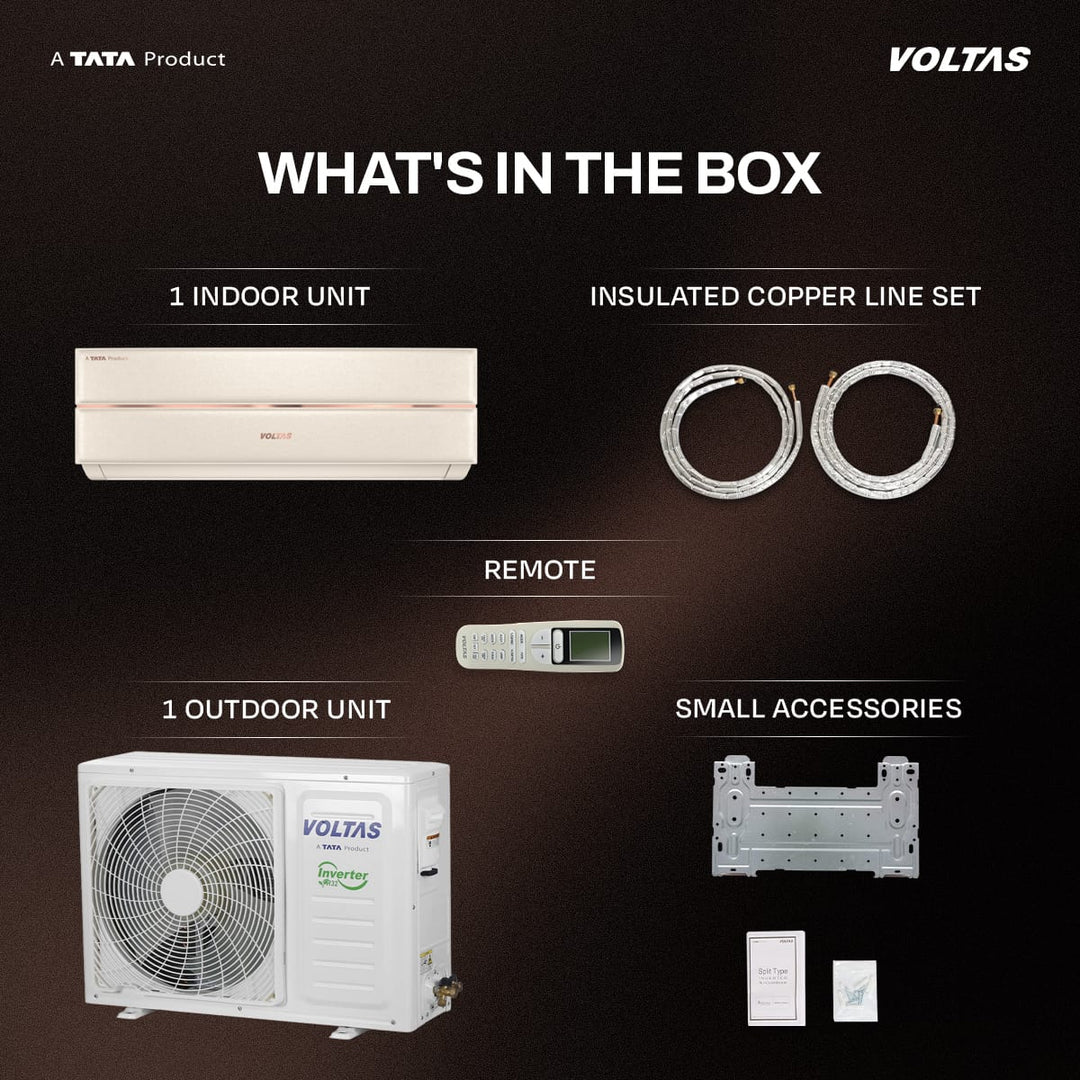 Voltas Split Air Conditioner, 1.5 Ton 3 Star - 183INV Vertis Leatherette AI Beige