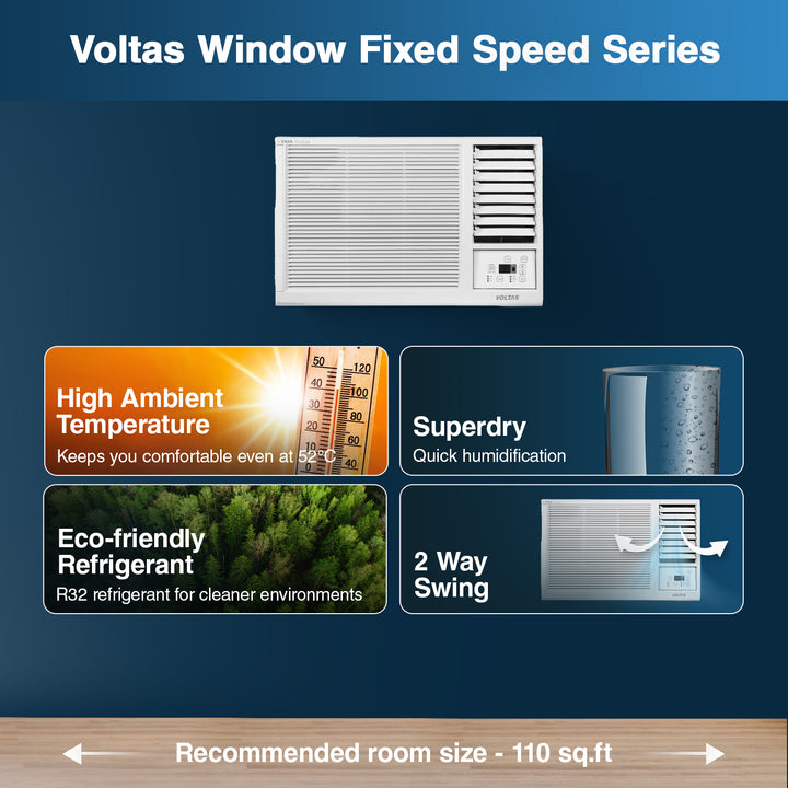 Voltas Fixed Speed Window AC, 1 Ton, 3 star - 123 Vectra Platina
