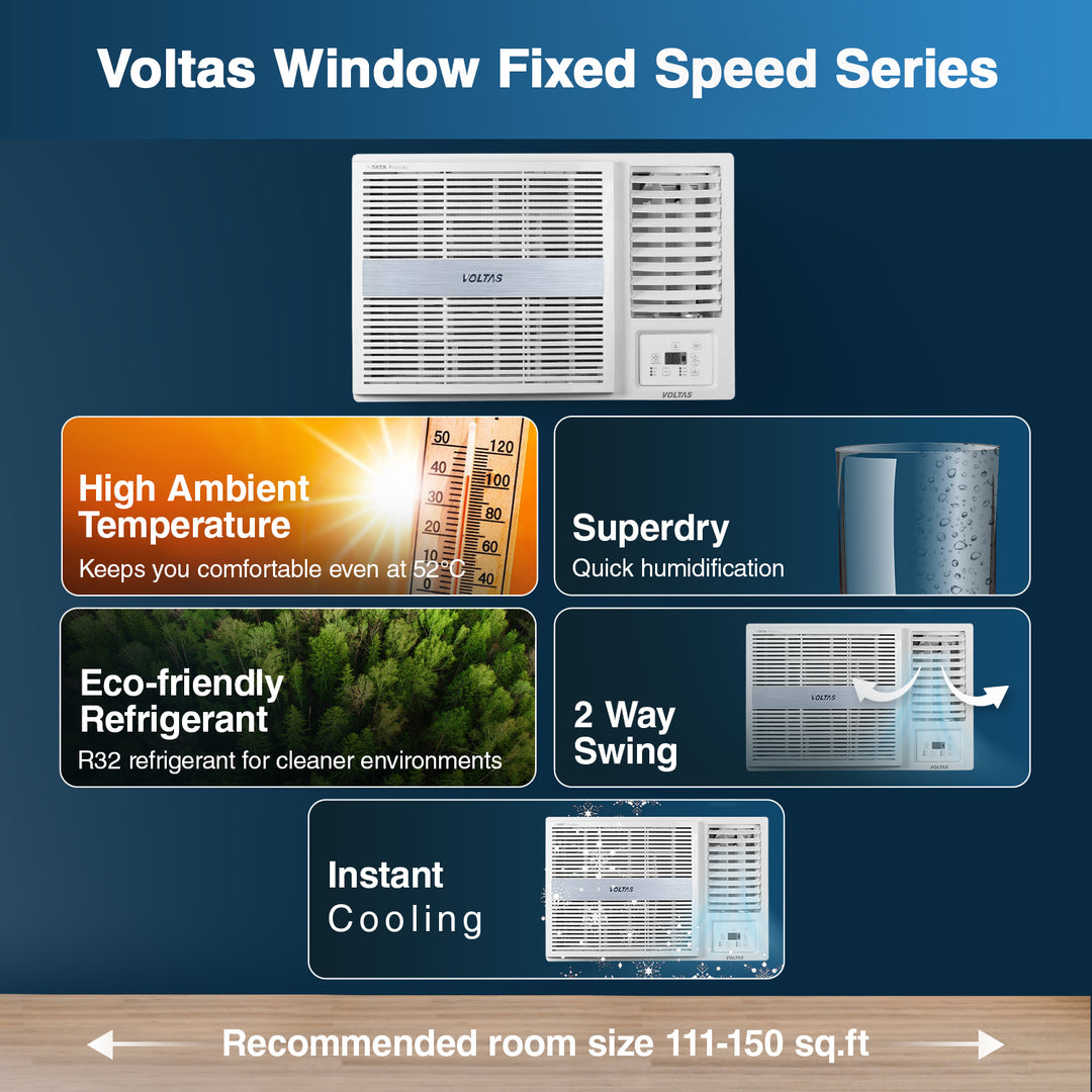 Voltas Fixed Speed Window AC, 1.5 Ton, 3 star - 183 Vectra Pearl