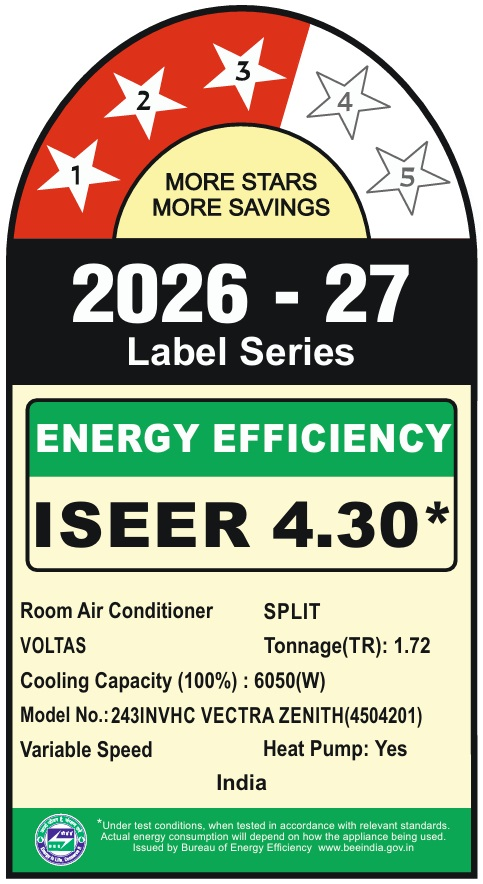 Voltas Split Air Conditioner, 2 Ton 3 Star -  243INVHC Vectra Zenith