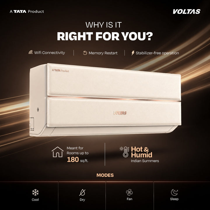 Voltas Split Air Conditioner, 1.5 Ton 3 Star - 183INV Vertis Leatherette AI Beige