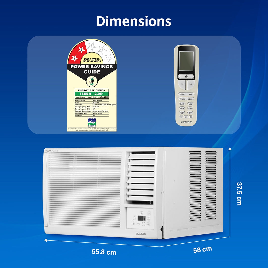 Voltas Fixed Speed Window AC, 1 Ton, 2 Star -122 Vectra Platina (PC01)