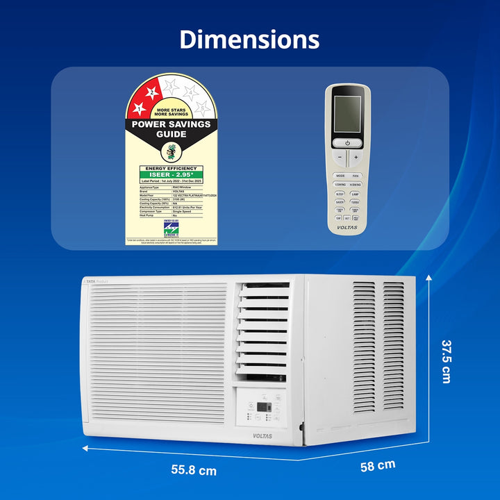 Voltas Fixed Speed Window AC, 1 Ton, 2 Star -122 Vectra Platina (PC01)