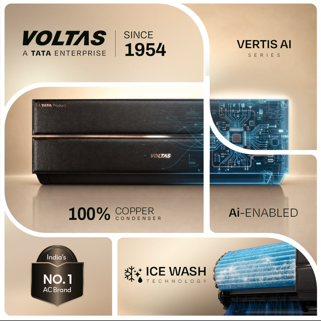 Voltas Split Air Conditioner, 1.5 Ton 3 Star - 183INV Vertis Leatherette AI Tan