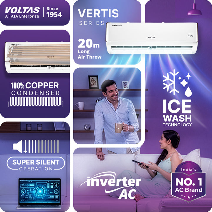 Voltas Split Air Conditioner, 1.5 Ton, 5 Star - 185INV Vertis Eden