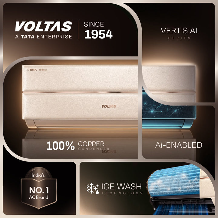Voltas Split Air Conditioner, 1.5 Ton 3 Star - 183INV Vertis Leatherette AI Beige
