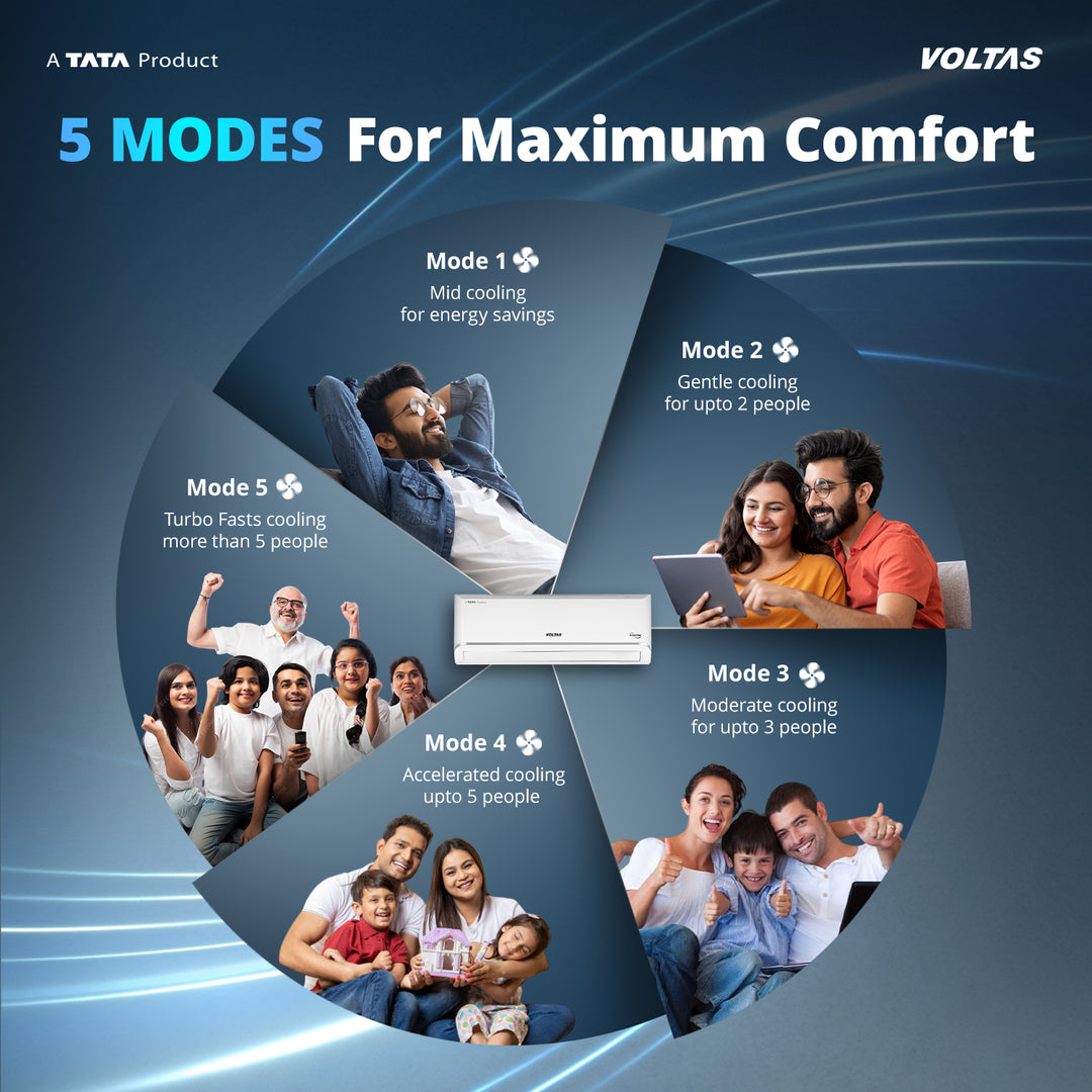 Voltas Split Air Conditioner, 1 Ton 5 Star - 125INV Vectra Zen Silver