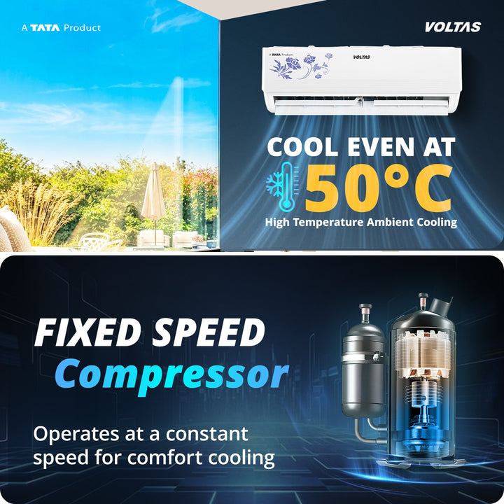 Voltas Split Air Conditioner, 1.5 Ton, 2 Star - 182FS Prism Floral