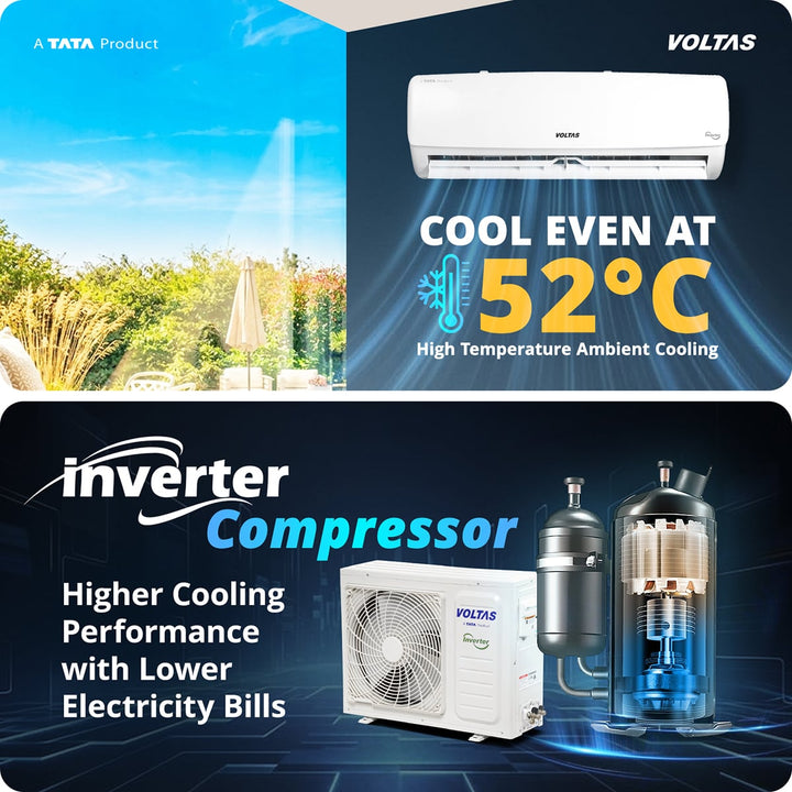 Voltas Split Air Conditioner, 1 Ton, 3 Star - 123INV Vectra Elegant