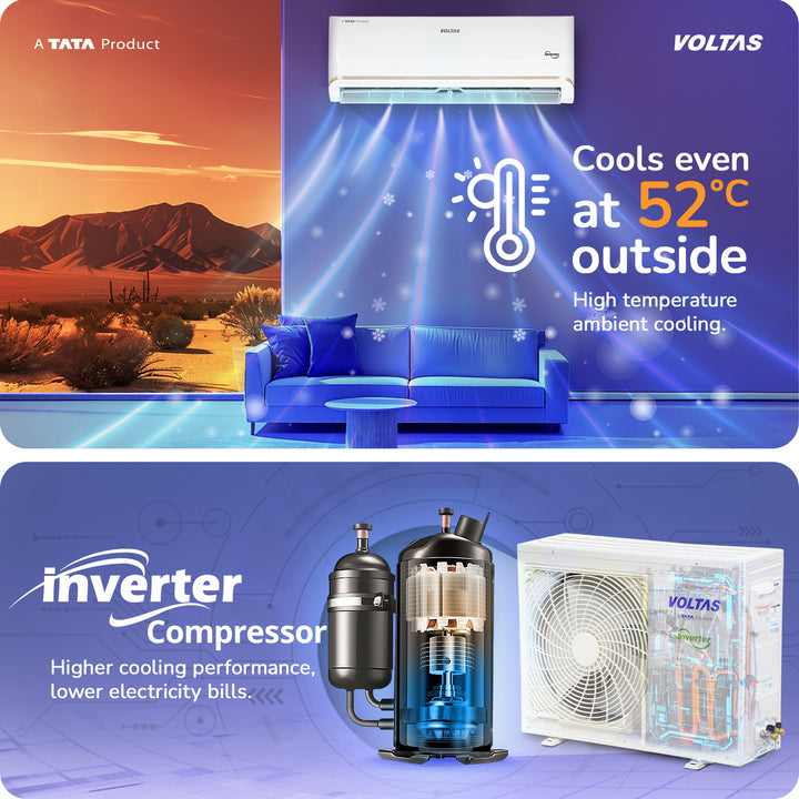 Voltas Split Air Conditioner, 1.5 Ton 3 Star - 183INV Vertis Zephyr Gold-1