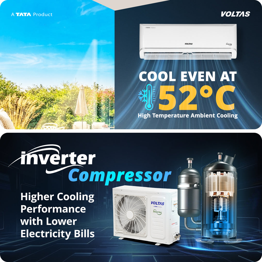 Voltas Split Air Conditioner, 1 Ton 5 Star - 125INV Vectra Zen Silver