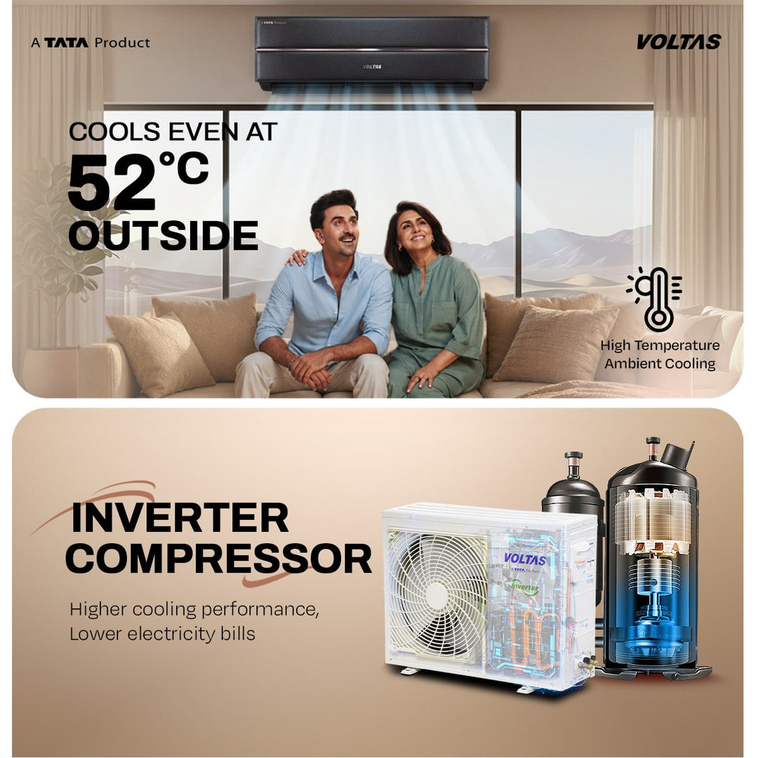 Voltas Split Air Conditioner, 1.5 Ton 3 Star - 183INV Vertis Leatherette AI Tan