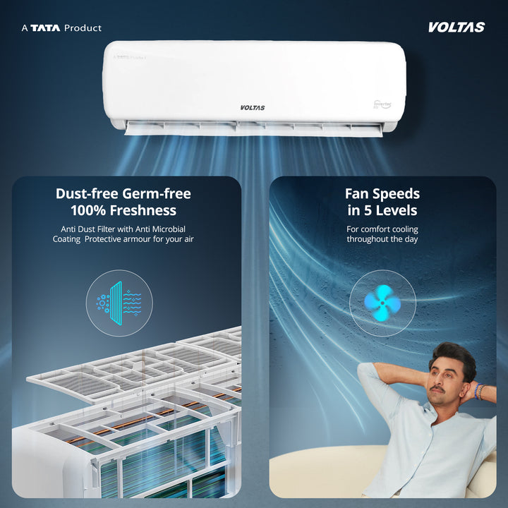 Voltas Split Air Conditioner, 1.5 Ton, 3 Star - 183FS Prism