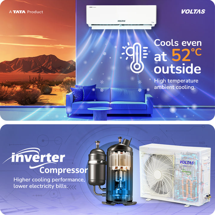 Voltas Split Air Conditioner, 1.5 Ton, 3 Star - 183INV Vertis Plush
