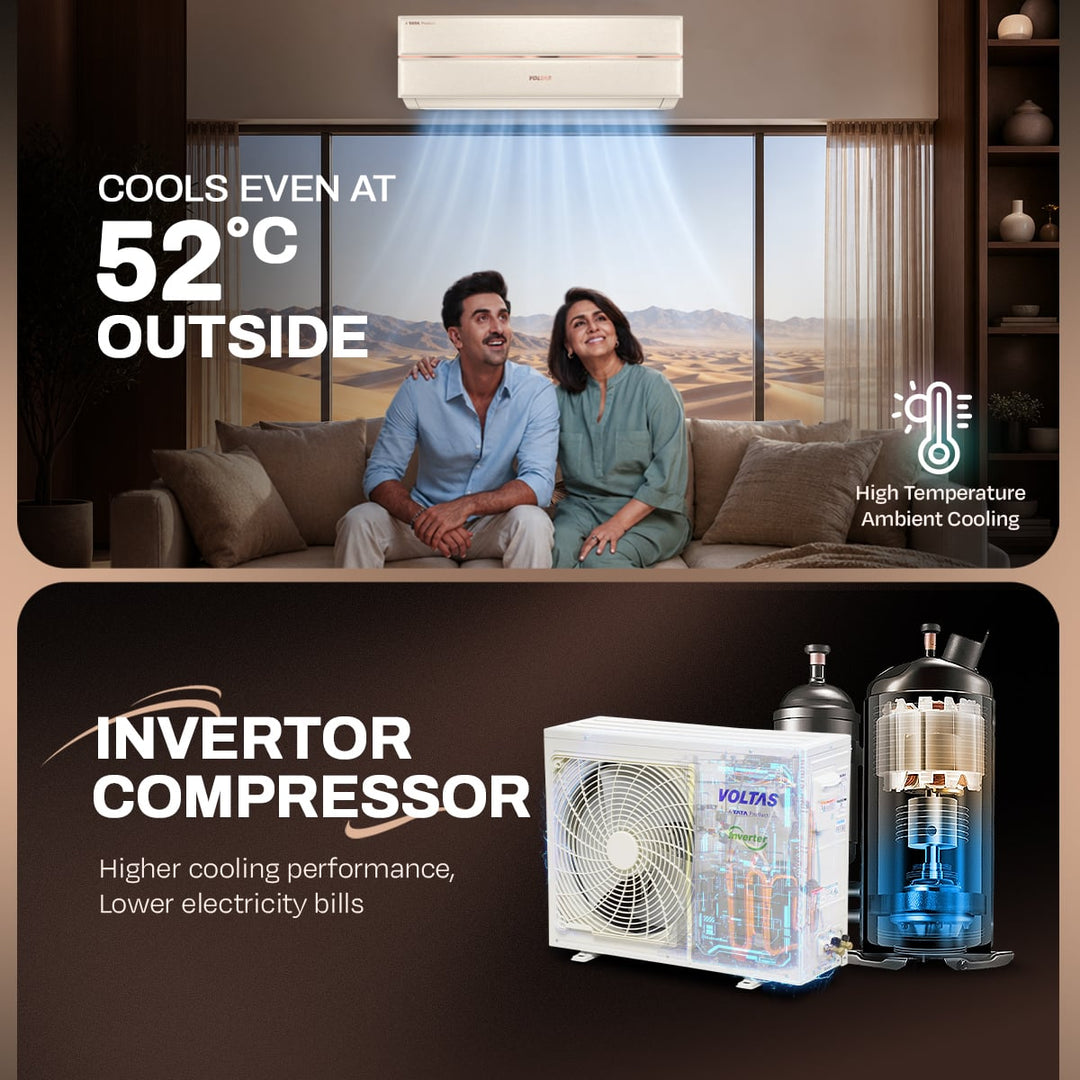 Voltas Split Air Conditioner, 1.5 Ton 3 Star - 183INV Vertis Leatherette AI Beige
