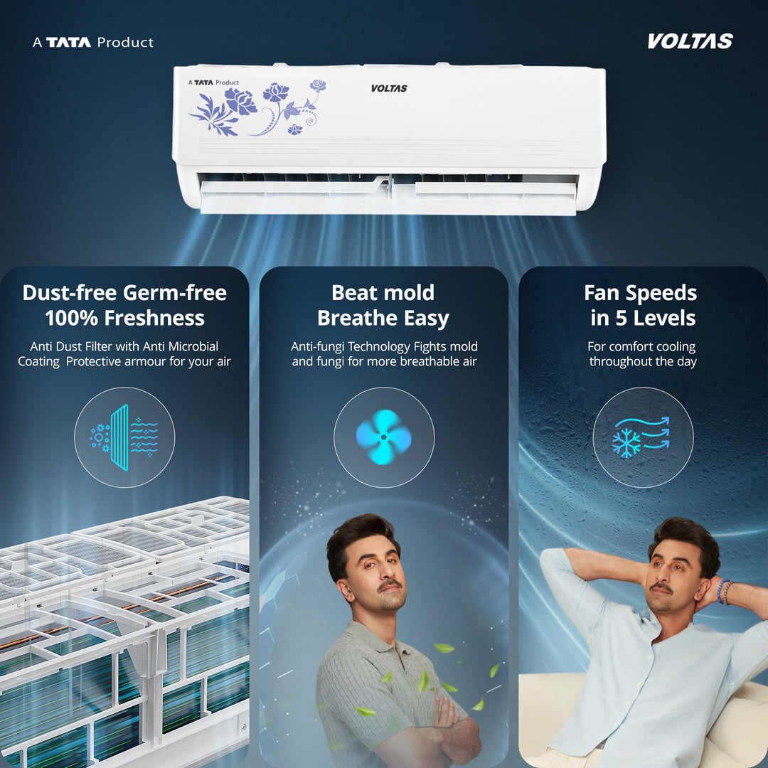 Voltas Split Air Conditioner, 1.5 Ton, 2 Star - 182FS Prism Floral