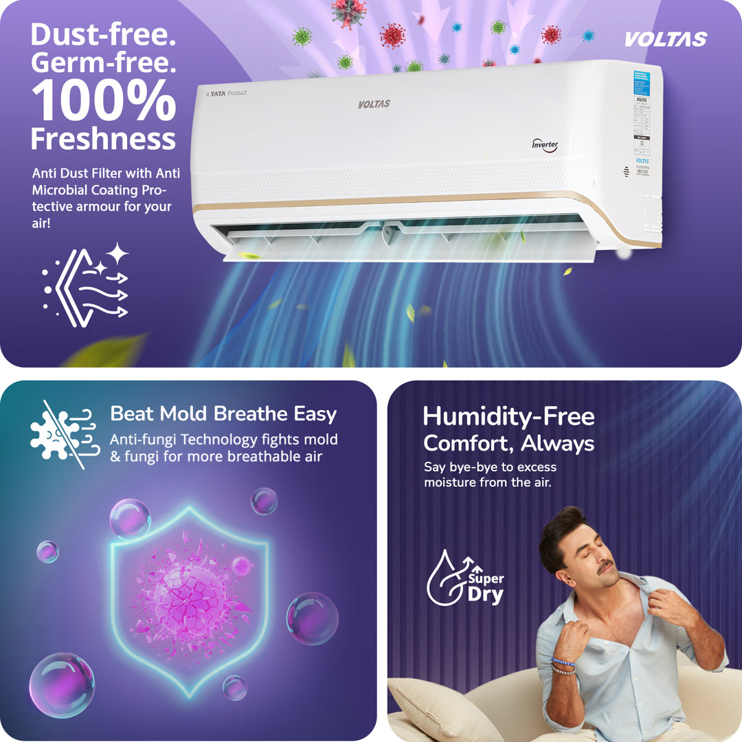 Voltas Split Air Conditioner, 1.5 Ton 3 Star - 183INV Vertis Zephyr Gold-1