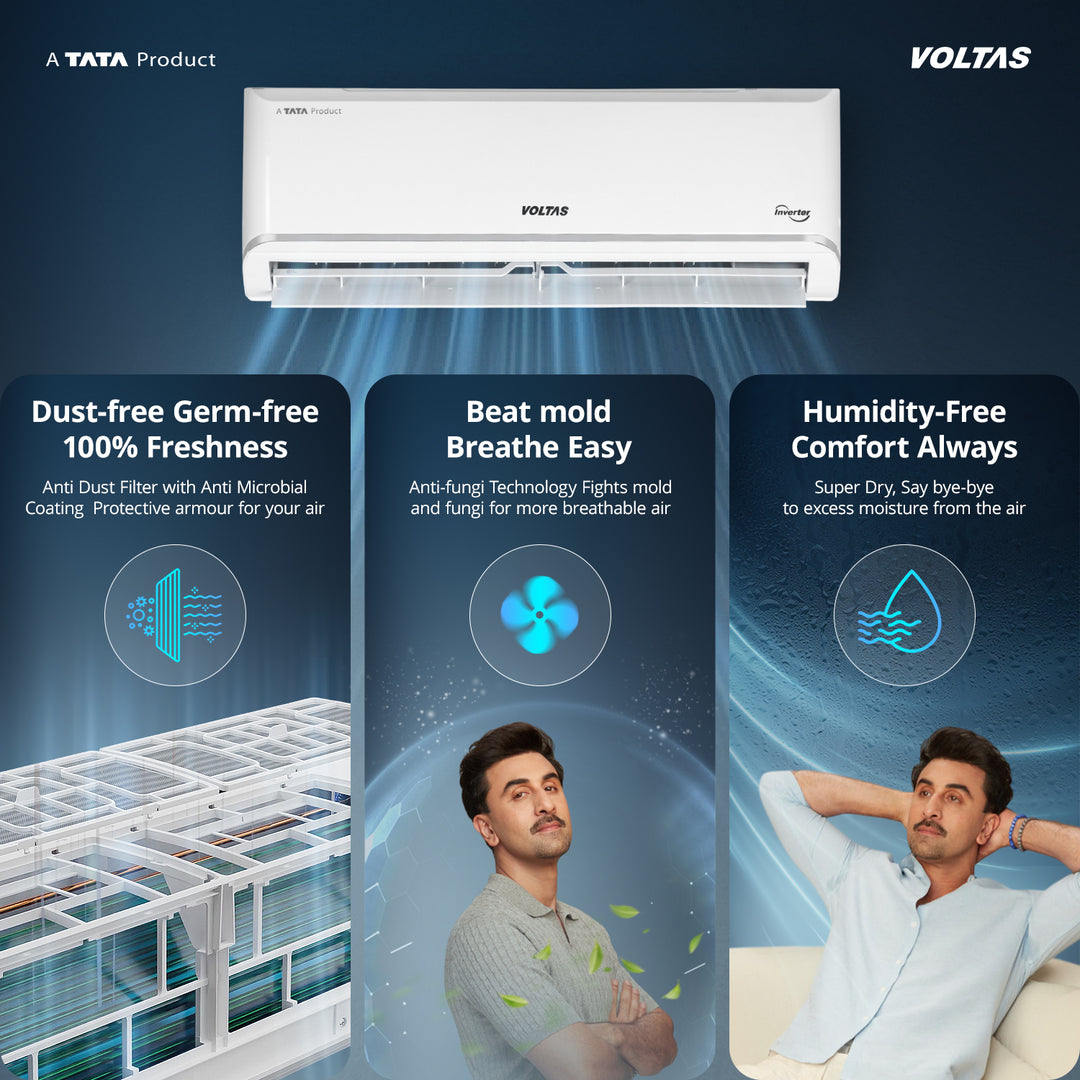 Voltas Split Air Conditioner, 1 Ton 5 Star - 125INV Vectra Zen Silver