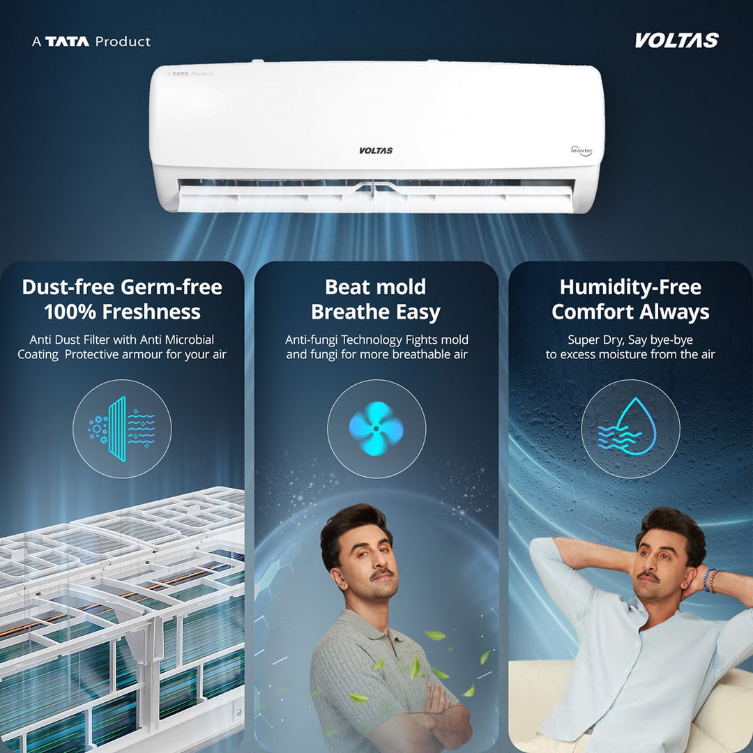 Voltas Split Air Conditioner, 1 Ton, 3 Star - 123INV Vectra Elegant