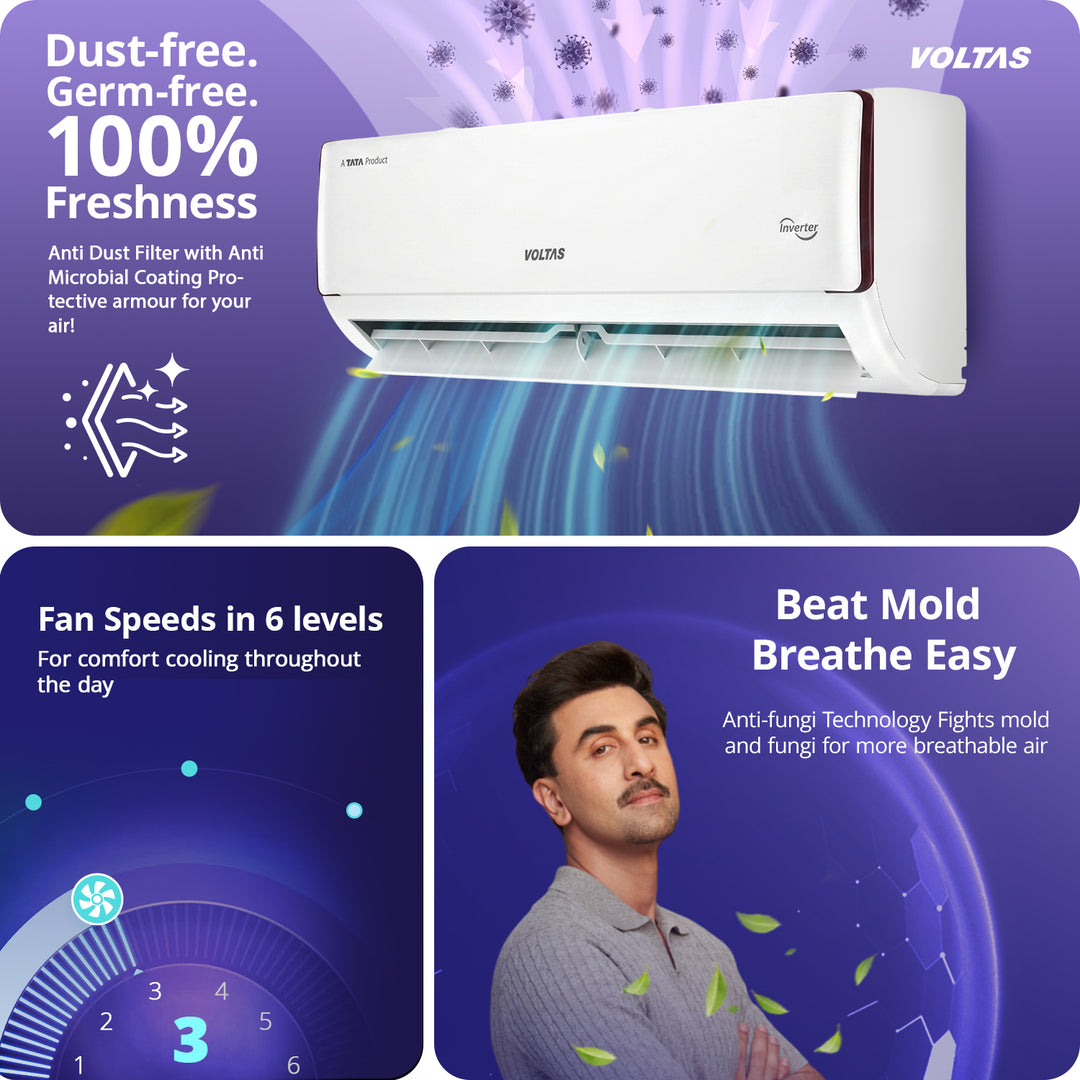Voltas Split Air Conditioner, 1.5 Ton, 5 Star - 185INV Vertis Eden