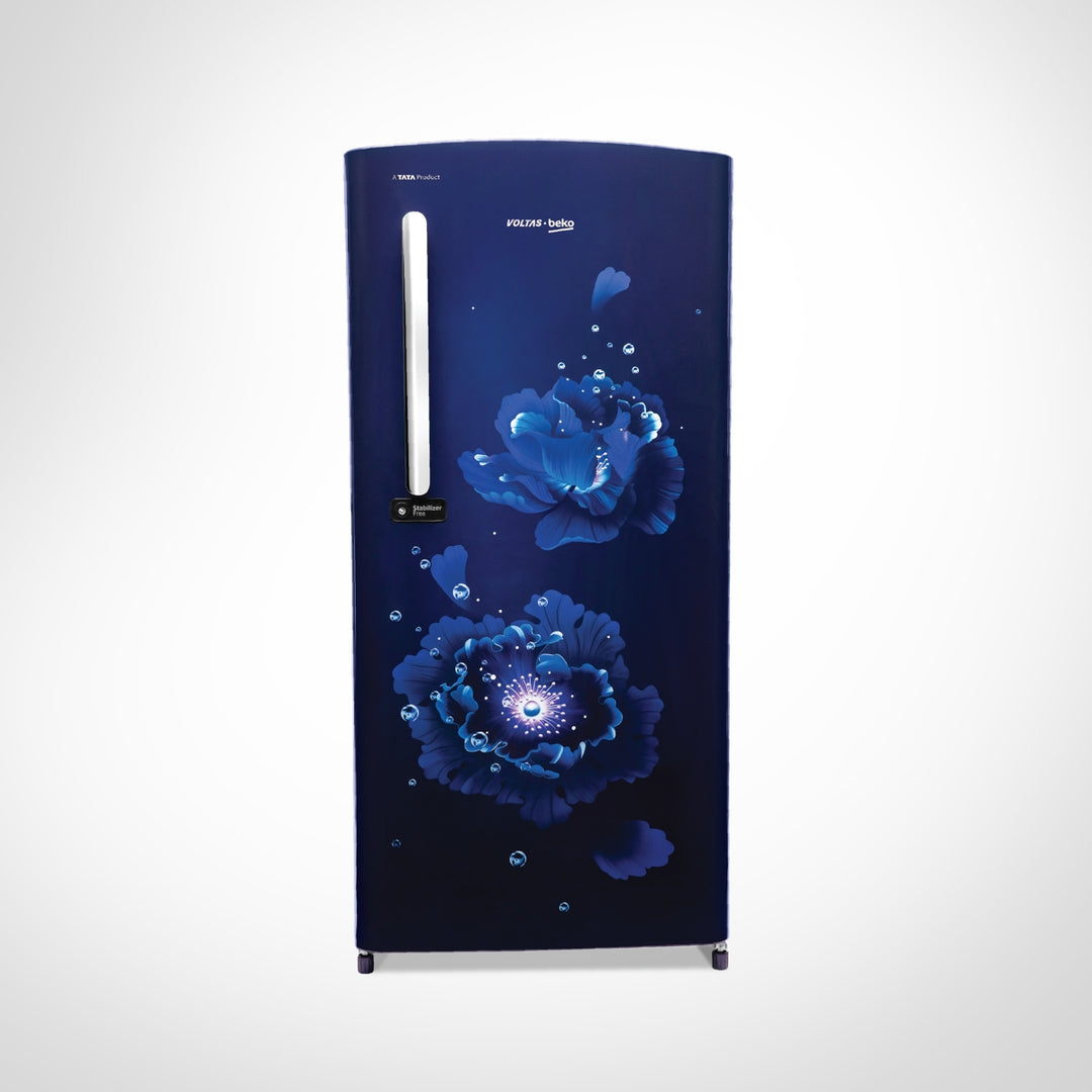 Voltas Beko 185 L, 4 Star, Single Door DC Refrigerator (Fairy Flower Blue)