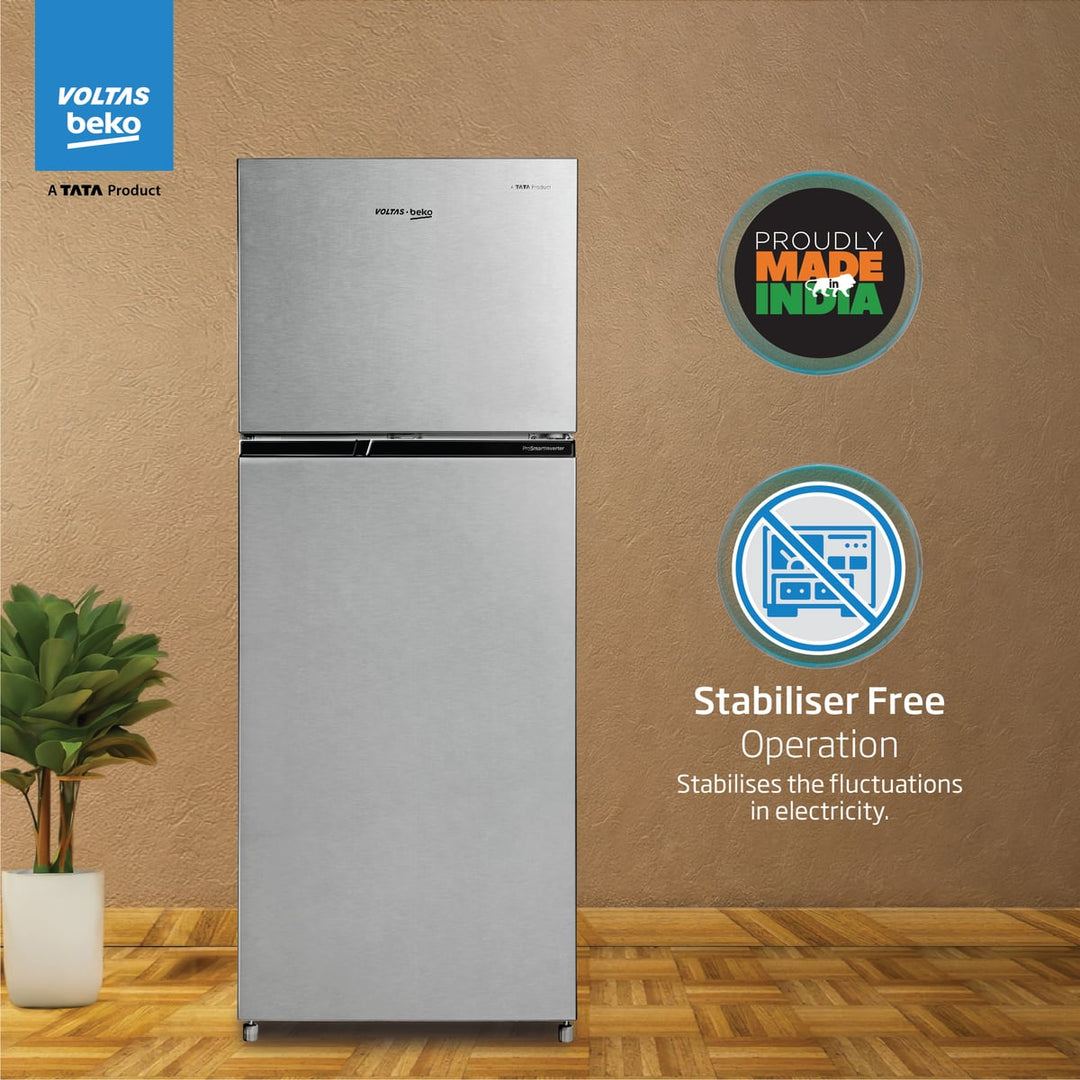 248 L 3 Star Frost Free Double Door Refrigerator (RFF285C / WPXIR0I0, Brushed Silver, with Neo Frost Dual Cooling) , Voltas Beko, A Tata Product